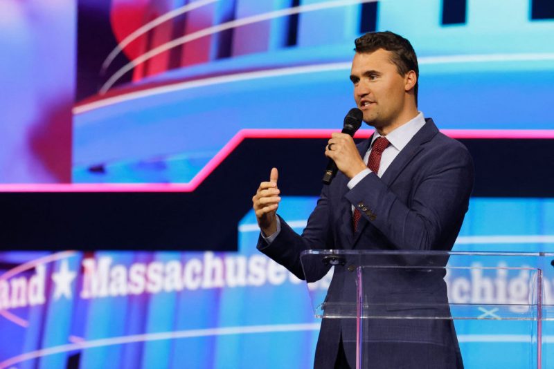 Turning Point Action founder Charlie Kirk speaks on stage during "Turning Point's The Peoples Convention" on June 14, 2024 at Huntington Place in Detroit, Michigan. (Photo by JEFF KOWALSKY / AFP) (Photo by JEFF KOWALSKY/AFP via Getty Images)
