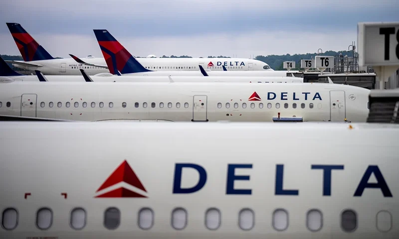 ATLANTA, GEORGIA - JUNE 28: Delta Airlines planes sit parked at Hartsfield-Jackson Atlanta International Airport on June 28, 2024 in Atlanta, Georgia. The Transportation Security Administration (TSA) says they are anticipating a "sustained period of high passenger volumes" that will break previous travel records. (Photo by Andrew Harnik/Getty Images)