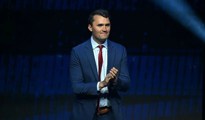 Conservative political activist and founder of Turning Point Action Charlie Kirk takes the stage during a Turning Point Action 'United for Change' campaign rally for former US President and Republican presidential candidate Donald Trump at Thomas & Mack Center in Las Vegas, Nevada, on October 24, 2024. (Photo by Patrick T. Fallon / AFP) (Photo by PATRICK T. FALLON/AFP via Getty Images)