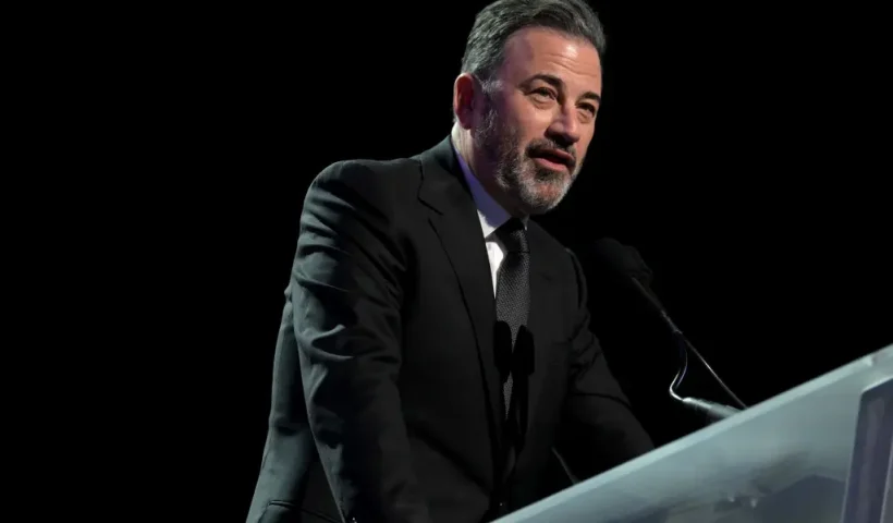 LAS VEGAS, NEVADA - FEBRUARY 22: Jimmy Kimmel performs onstage as Keep Memory Alive hosts star-studded lineup at annual "Power Of Love" gala at MGM Grand Garden Arena on February 22, 2025 in Las Vegas, Nevada. (Photo by Bryan Steffy/Getty Images for Keep Memory Alive)