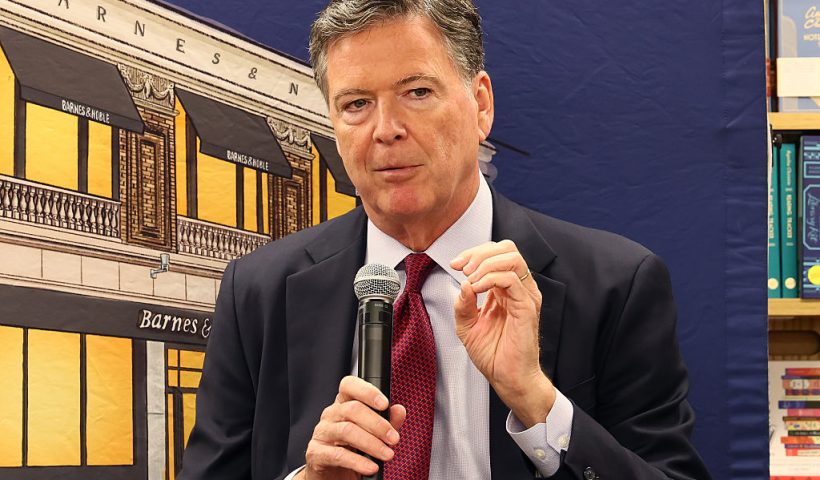 NEW YORK, NEW YORK - MAY 19: Author James Comey, former FBI Director, speaks at the Barnes & Noble Upper West Side on May 19, 2025 in New York City. Comey sat with Esposito to discuss his career and new book "FDR DRIVE," the third of a series of fictional crime novels featuring attorney Nora Carleton. (Photo by Michael M. Santiago/Getty Images)