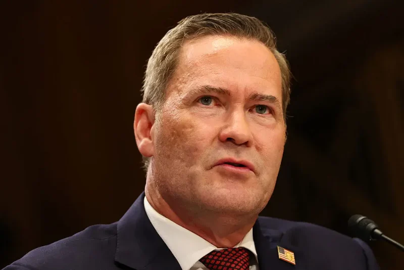 WASHINGTON, DC - JULY 15: Former U.S. National Security Adviser Michael Waltz testifies during his confirmation hearing before the Senate Committee on Foreign Relations in the Dirksen Senate Office Building on July 15, 2025 in Washington, DC. Waltz, who was nominated by U.S. President Donald Trump to be the next U.S. Ambassador to the United Nations, previously served as the National Security Adviser. He resigned from that position after facing scrutiny for his involvement in creating a Signal chat that mistakenly included a journalist. This chat discussed sensitive plans for a military strike on Houthi targets in Yemen. (Photo by Michael M. Santiago/Getty Images)