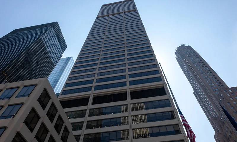 NEW YORK, NEW YORK - JULY 29: 345 Park Avenue building stands on Park Avenue in Manhattan where a gunman killed four people before turning the gun on himself on Monday evening on July 29, 2025, in New York City. The suspect, identified as Shane Tamura, 27, shot and killed a police officer and three civilians, the New York Police Department has said. (Photo by Spencer Platt/Getty Images)