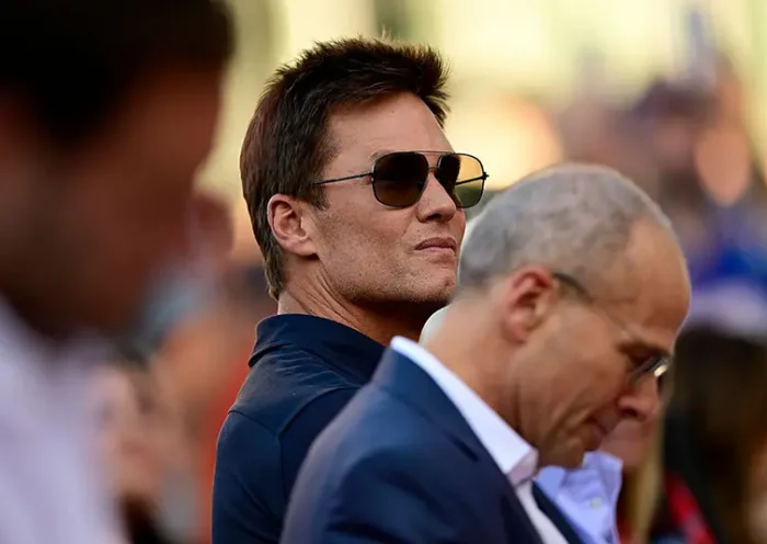 Former NFL player Tom Brady looks on during his statue unveiling ceremony at Gillette Stadium on August 08, 2025 in Foxborough, Massachusetts. (Photo by Billie Weiss/Getty Images)