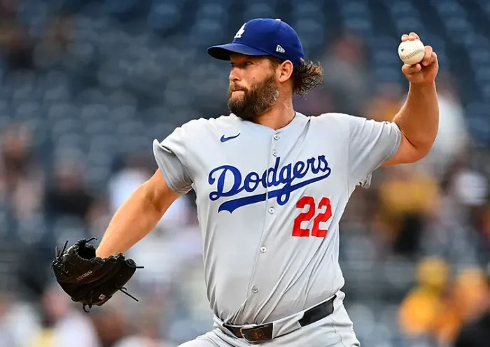 Clayton Kershaw #22 of the Los Angeles Dodgers pitches during the first inning against the Pittsburgh Pirates at PNC Park on September 2, 2025 in Pittsburgh, Pennsylvania. (Photo by Joe Sargent/Getty Images)