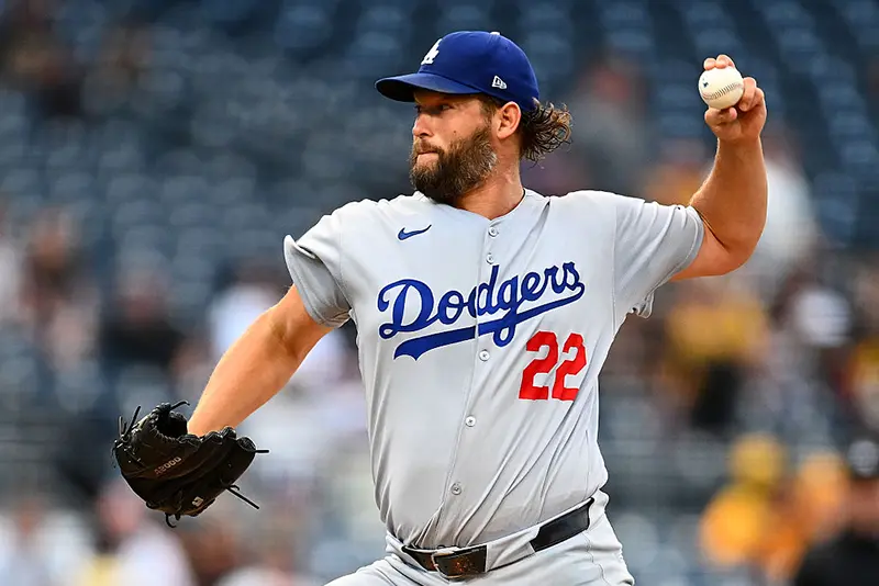 Clayton Kershaw #22 of the Los Angeles Dodgers pitches during the first inning against the Pittsburgh Pirates at PNC Park on September 2, 2025 in Pittsburgh, Pennsylvania. (Photo by Joe Sargent/Getty Images)