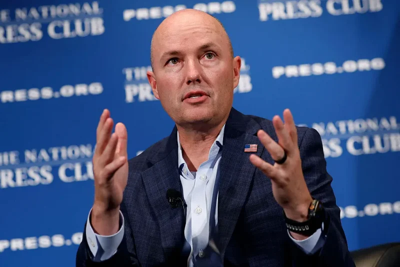 WASHINGTON, DC - SEPTEMBER 04: Utah Gov. Spencer Cox participates in a discussion on bipartisanship at the National Press Club on September 04, 2025 in Washington, DC. Cos was joined with Maryland Gov. Wes Moore to speak about reaching across party lines and the need to end divisive rhetoric. (Photo by Kevin Dietsch/Getty Images)