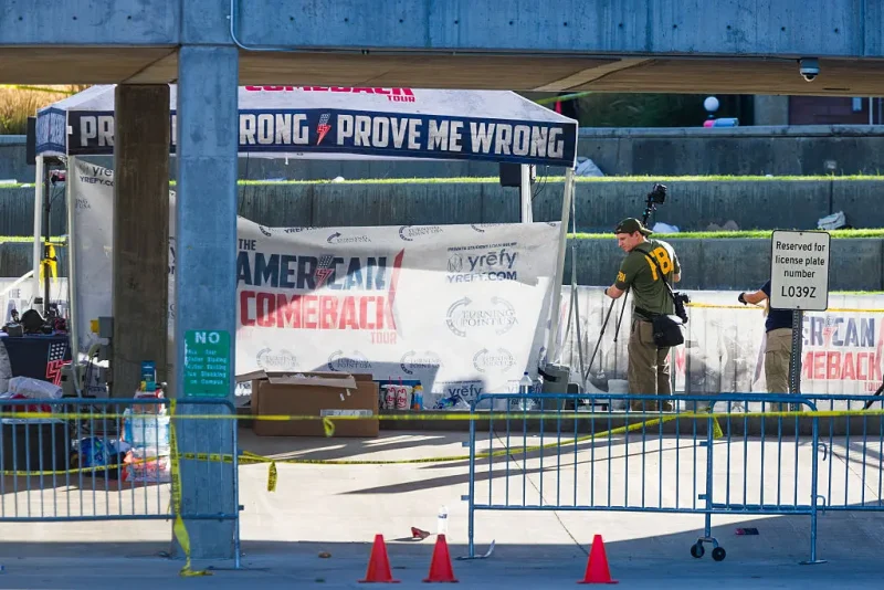 OREM, UTAH - SEPTEMBER 11: FBI agents walk through the courtyard at Utah Valley University as authorities search for the man who killed political activist Charlie Kirk on September 11, 2025 in Orem, Utah. Kirk, founder of Turning Point USA, was speaking at his "American Comeback Tour" when he was shot in the neck and killed. (Photo by Michael Ciaglo/Getty Images)
