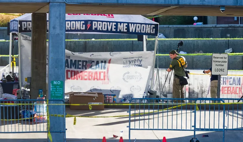OREM, UTAH - SEPTEMBER 11: FBI agents walk through the courtyard at Utah Valley University as authorities search for the man who killed political activist Charlie Kirk on September 11, 2025 in Orem, Utah. Kirk, founder of Turning Point USA, was speaking at his "American Comeback Tour" when he was shot in the neck and killed. (Photo by Michael Ciaglo/Getty Images)
