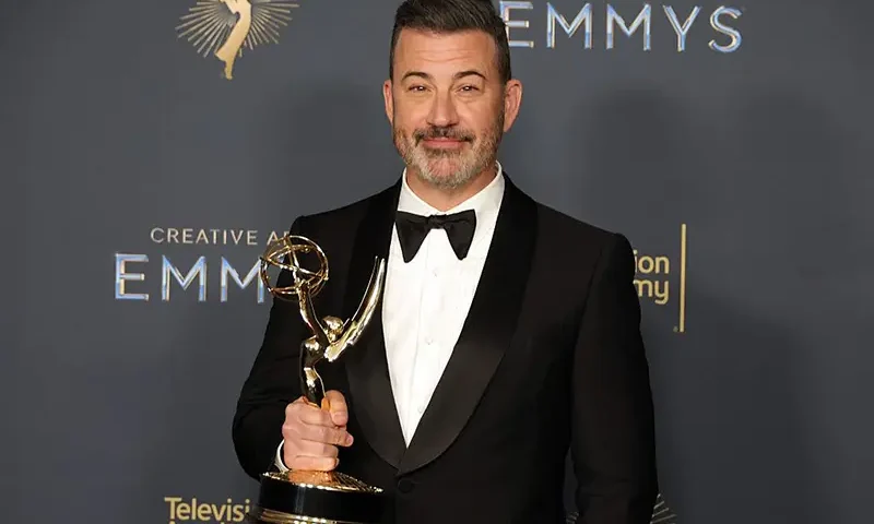 Jimmy Kimmel attends the 2025 Creative Arts Emmy Awards at Peacock Theater on September 07, 2025 in Los Angeles, California. (Photo by Kevin Winter/Getty Images)