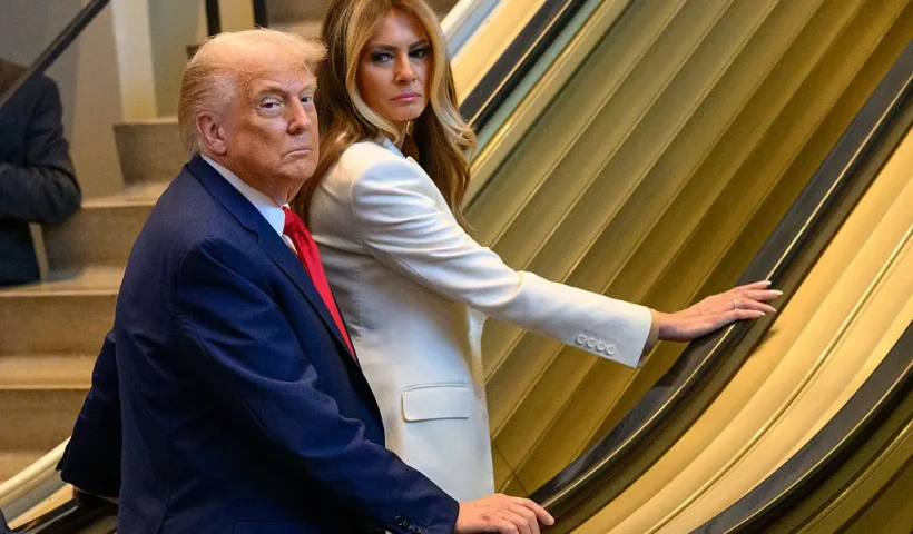 NEW YORK, NEW YORK - SEPTEMBER 23: U.S. President Donald Trump and first lady Melania Trump arrive for the 80th session of the UN’s General Assembly (UNGA) on September 23, 2025 in New York City. World leaders convened for the 80th Session of UNGA, with this year’s theme for the annual global meeting being “Better together: 80 years and more for peace, development and human rights.” (Photo by Alexi J. Rosenfeld/Getty Images)