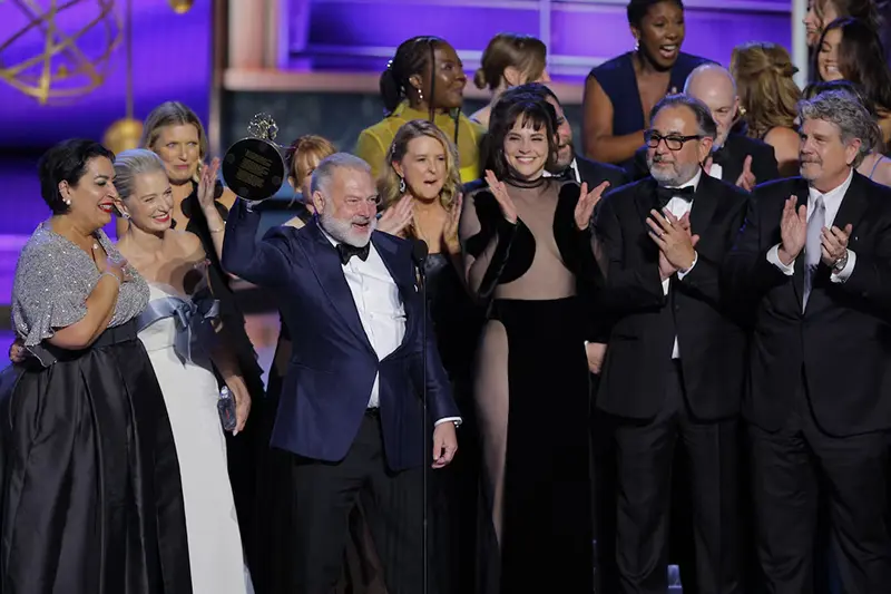 Producer R. Scott Gemmill accepts the Outstanding Drama Series award for "The Pitt" at the 77th Primetime Emmy Awards in Los Angeles, California, U.S., September 14, 2025. REUTERS/Mike Blake