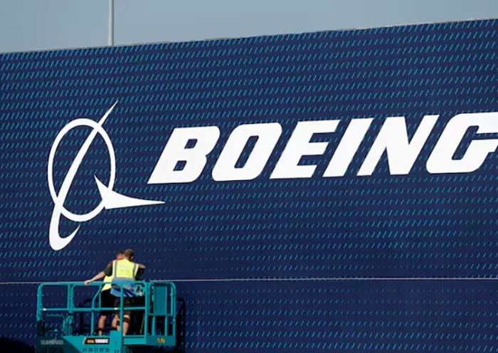 A Boeing logo is seen before the opening of the 55th International Paris Airshow at Le Bourget Airport near Paris, France, June 13, 2025. REUTERS/Benoit Tessier/File Photo