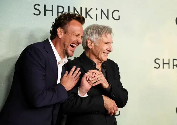 Cast members Jason Segel and Harrison Ford attend a premiere for Season 2 of the television series ''Shrinking'', at Pacific Design Center in West Hollywood, California, U.S., October 8, 2024. REUTERS/Mario Anzuoni/File Photo