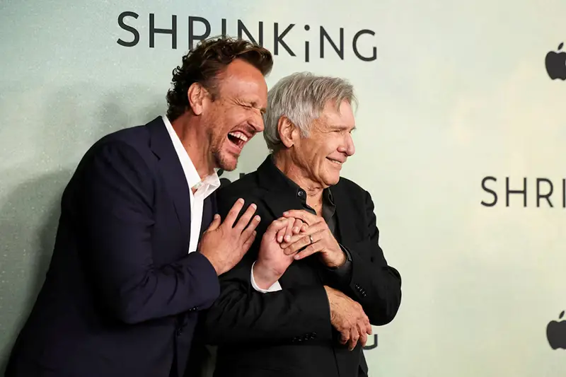 Cast members Jason Segel and Harrison Ford attend a premiere for Season 2 of the television series ''Shrinking'', at Pacific Design Center in West Hollywood, California, U.S., October 8, 2024. REUTERS/Mario Anzuoni/File Photo