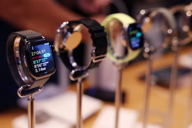 The series 11 Apple watch sits on display at the Apple Store in New York City, U.S., September 19, 2025. REUTERS/Shannon Stapleton