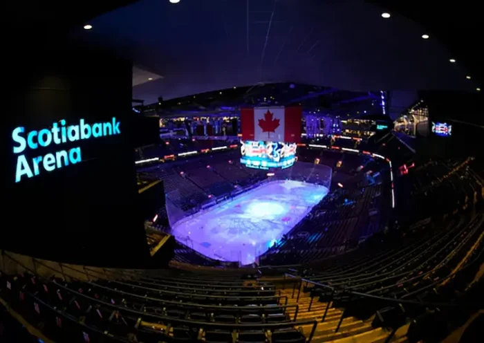A general view of Scotiabank Arena before a game between the Florida Panthers and Toronto Maple Leafs. Mandatory Credit: John E. Sokolowski-Imagn Images