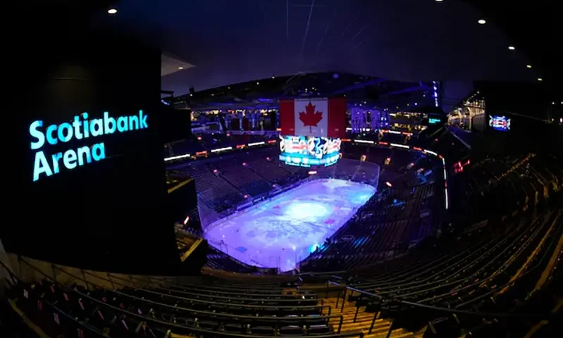 A general view of Scotiabank Arena before a game between the Florida Panthers and Toronto Maple Leafs. Mandatory Credit: John E. Sokolowski-Imagn Images