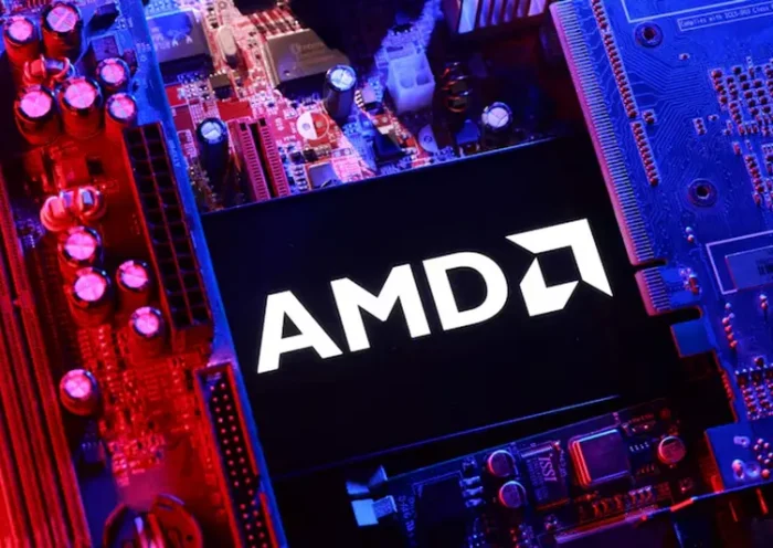 An AMD logo and a computer motherboard appear in this illustration taken August 25, 2025. REUTERS/Dado Ruvic/Illustration