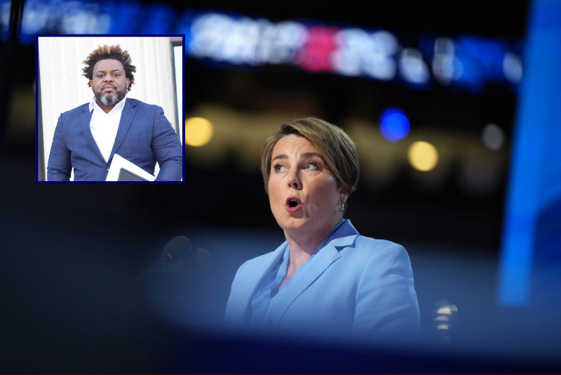 Massachusetts Gov. Maura Healey speaks on stage during the final day of the Democratic National Convention at the United Center on August 22, 2024 in Chicago, Illinois. Delegates, politicians, and Democratic Party supporters are gathering in Chicago, as current Vice President Kamala Harris is named her party's presidential nominee. The DNC takes place from August 19-22. (Photo by Andrew Harnik/Getty Images) / LaMar Cook, Western Mass. liaison for Gov. Maura Healey. Photo: Courtesy Massachusetts Governor's Office