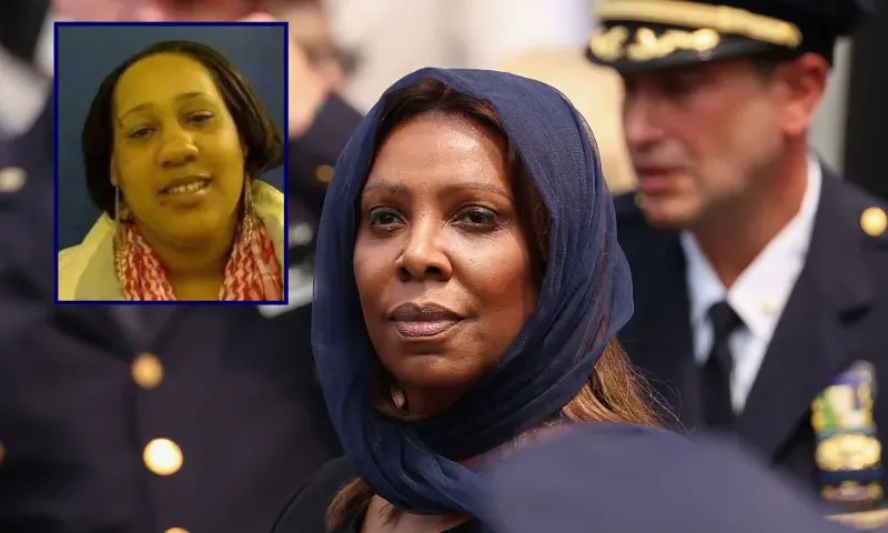 Attorney General of New York Letitia James departs the funeral service for slain NYPD officer Didarul Islam in the Bronx borough of New York City on July 31, 2025. Islam was one of four people killed when a shooter opened fire in a New York skyscraper before committing suicide on July 28. (Photo by CHARLY TRIBALLEAU / AFP) (Photo by CHARLY TRIBALLEAU/AFP via Getty Images) / Latitia James’ grandniece Nakia Thompson; N.C. Dept. of Correction