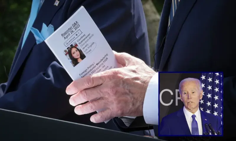 U.S. President Joe Biden looks at a note card referencing a reporter as he delivers remarks during a joint press conference with South Korean President Yoon Suk-yeol in the Rose Garden at the White House, April 26, 2023 in Washington, DC. President Biden is hosting President Yoon on his first visit to the United States as the two nations have reached a nuclear weapons agreement. (Photo by Win McNamee/Getty Images) / US President Joe Biden speaks during a conference of the Advocates, Counselors and Representatives for the Disabled (ACRD) at the Sofitel Hotel in Chicago, Illinois, on April 15, 2025. The event marked Biden's first public remarks since leaving the office of the US Presidency. (Photo by tannen MAURY / AFP) / QUALITY REPEAT (Photo by TANNEN MAURY/AFP via Getty Images)