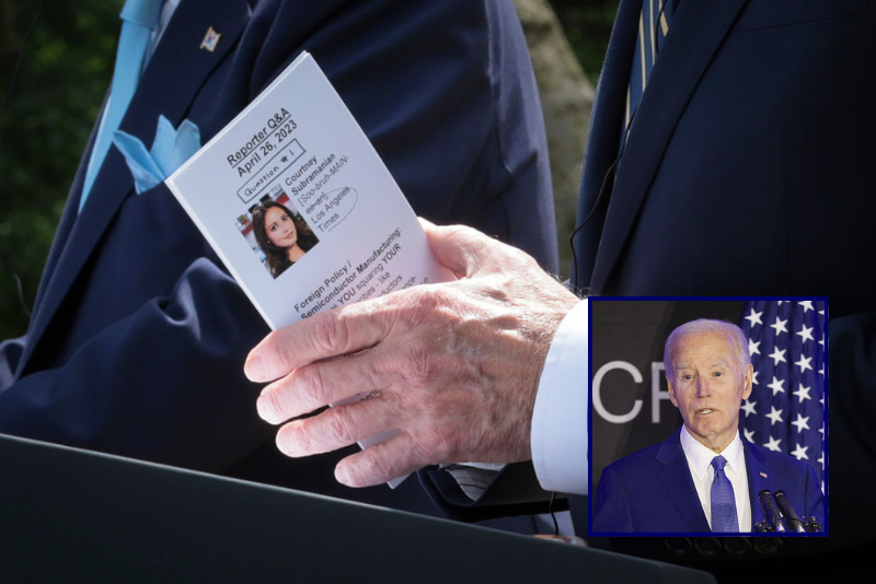 U.S. President Joe Biden looks at a note card referencing a reporter as he delivers remarks during a joint press conference with South Korean President Yoon Suk-yeol in the Rose Garden at the White House, April 26, 2023 in Washington, DC. President Biden is hosting President Yoon on his first visit to the United States as the two nations have reached a nuclear weapons agreement. (Photo by Win McNamee/Getty Images) / US President Joe Biden speaks during a conference of the Advocates, Counselors and Representatives for the Disabled (ACRD) at the Sofitel Hotel in Chicago, Illinois, on April 15, 2025. The event marked Biden's first public remarks since leaving the office of the US Presidency. (Photo by tannen MAURY / AFP) / QUALITY REPEAT (Photo by TANNEN MAURY/AFP via Getty Images)