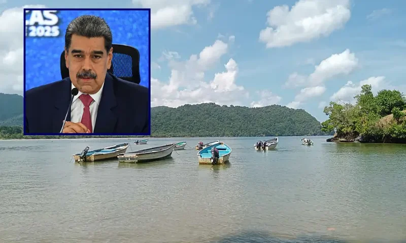 Boats are pictured on the shore of La Cueva Bay, north coast of Trinidad and Tobago, on October 16, 2025. Police in Trinidad and Tobago told AFP on October 16, 2025, they are investigating whether two citizens were among six people killed in a US strike on a boat allegedly transporting drugs from Venezuela after reports by residents of Las Cuevas village. (Photo by AFP) (Photo by STRINGER/AFP via Getty Images) / Venezuela's President Nicolas Maduro speaks during a press conference with international media at Hotel Eurobuilding in Caracas on September 15, 2025. (Photo by Federico PARRA / AFP) (Photo by FEDERICO PARRA/AFP via Getty Images)