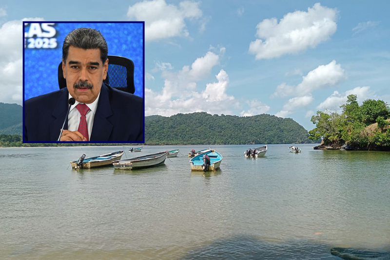 Boats are pictured on the shore of La Cueva Bay, north coast of Trinidad and Tobago, on October 16, 2025. Police in Trinidad and Tobago told AFP on October 16, 2025, they are investigating whether two citizens were among six people killed in a US strike on a boat allegedly transporting drugs from Venezuela after reports by residents of Las Cuevas village. (Photo by AFP) (Photo by STRINGER/AFP via Getty Images) / Venezuela's President Nicolas Maduro speaks during a press conference with international media at Hotel Eurobuilding in Caracas on September 15, 2025. (Photo by Federico PARRA / AFP) (Photo by FEDERICO PARRA/AFP via Getty Images)