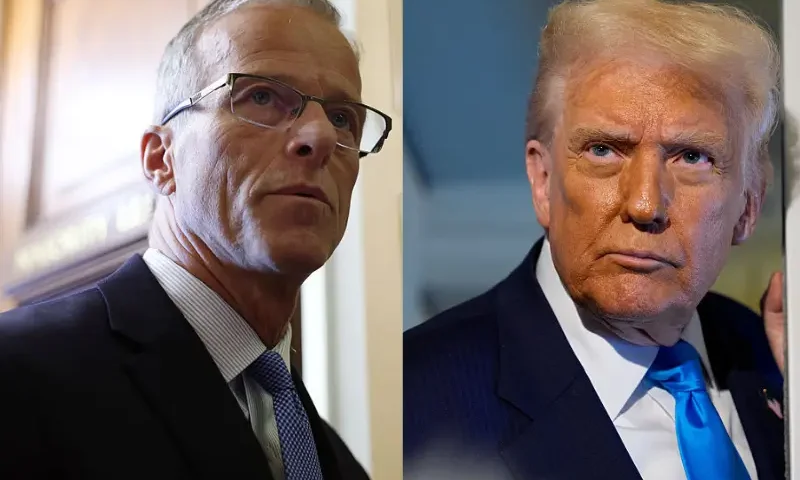 U.S. Senate Majority Leader John Thune (R-SD) speaks to reporters as he walks to his office in the U.S. Capitol on October 27, 2025 in Washington, DC. The federal government shutdown has entered its 27th day. (Photo by Anna Moneymaker/Getty Images) / U.S. President Donald Trump speaks to journalists aboard Air Force One en route to South Korea on October 29, 2025 in Japan. Trump is traveling to South Korea for the APEC meetings, following an appearance at the ASEAN summit in Malaysia, and a trip to Japan, where he called on Japanese Emperor Naruhito and new Prime Minister Sanae Takaichi. (Photo by Andrew Harnik/Getty Images)