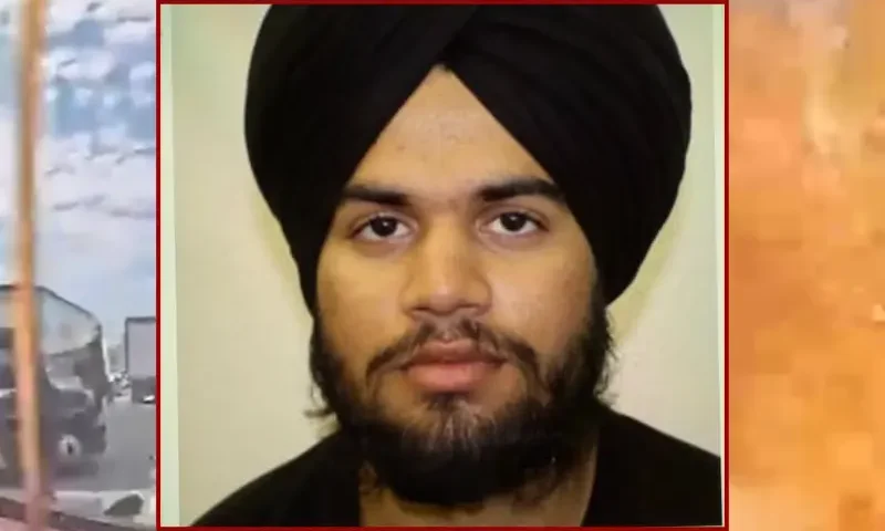Screen capture of dashcam footage showing fiery car crash on Tuesday, October 21, 2025 / Jashanpreet Singh; U.S. Department of Homeland Security