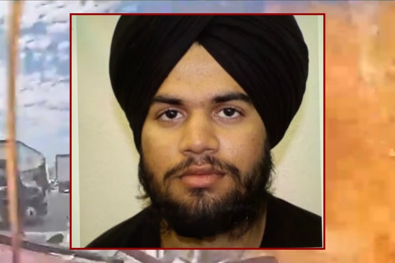 Screen capture of dashcam footage showing fiery car crash on Tuesday, October 21, 2025 / Jashanpreet Singh; U.S. Department of Homeland Security