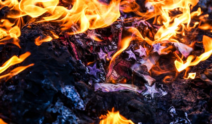 DENVER, CO - JANUARY 20: Members of the Communist Party USA and other anti-fascist groups burn an American flag on the steps of the Colorado State Capitol on January 20, 2021 in Denver, Colorado. Joe Biden was sworn in as the 46th President of the United States with Vice President Kamala Harris at an inauguration ceremony in Washington DC earlier in the day. (Photo by Michael Ciaglo/Getty Images)