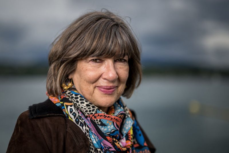 British-Iranian journalist and television host Christiane Amanpour poses for a photograph during the presentation of the exhibition "Dessins pour la liberte" (Cartoons for peace), marking the international press freedom day on the shores of Lake Geneva, in Geneva on May 3, 2024. (Photo by Fabrice COFFRINI / AFP) (Photo by FABRICE COFFRINI/AFP via Getty Images)