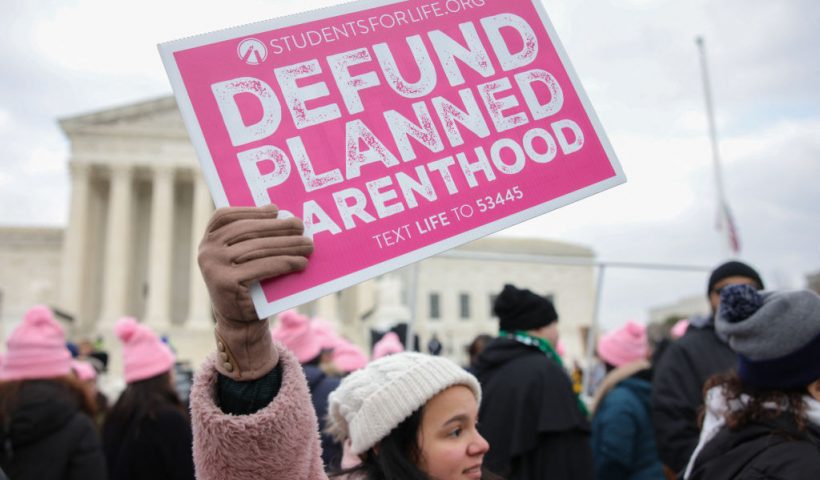 Anti-abortion rights demonstrators march to the Supreme Court for the 52nd annual March For Life in Washington, D.C. on January 24, 2025. (Photo by Bryan Dozier / Middle East Images / Middle East Images via AFP) (Photo by BRYAN DOZIER/Middle East Images/AFP via Getty Images)