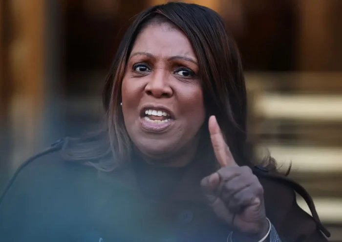 NEW YORK, NEW YORK - FEBRUARY 14: NY Attorney General Letitia James speaks during a press conference on the Department of Government Efficiency (DOGE) at Manhattan Federal Courthouse on February 14, 2025 in New York City. James was joined by Connecticut Attorney General William Tong for a press conference ahead of a scheduled court hearing as they discussed their ongoing lawsuit with 17 other state attorneys general to stop Elon Musk’s DOGE from accessing personal data housed in the Treasury Department. (Photo by Michael M. Santiago/Getty Images)
