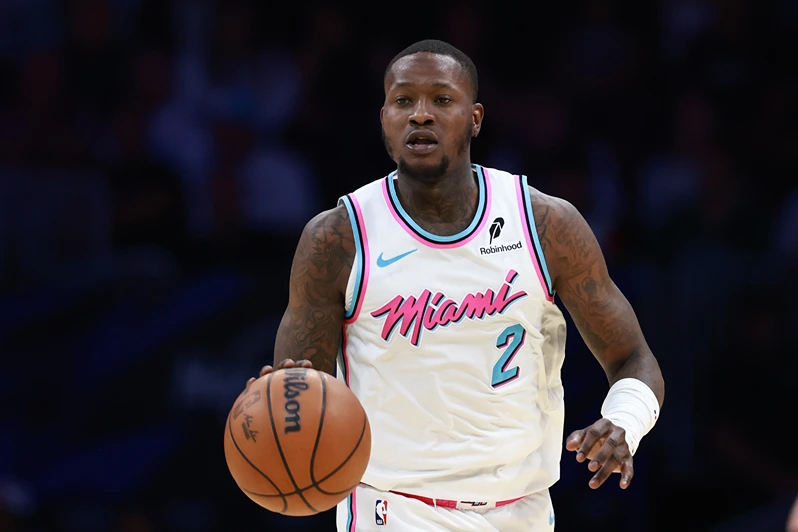 MIAMI, FLORIDA - FEBRUARY 10: Terry Rozier #2 of the Miami Heat in action against the Boston Celtics during the second half at Kaseya Center on February 10, 2025 in Miami, Florida. NOTE TO USER: User expressly acknowledges and agrees that, by downloading and or using this Photograph, user is consenting to the terms and conditions of the Getty Images License Agreement. (Photo by Carmen Mandato/Getty Images)