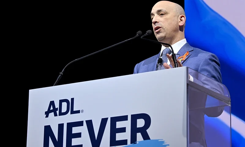 NEW YORK, NEW YORK - MARCH 04: ADL CEO Jonathan Greenblatt speaks onstage ADL's Never Is Now at Javits Center on March 03, 2025 in New York City. (Photo by Bryan Bedder/Getty Images for Anti-Defamation League)
