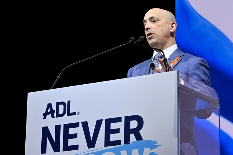 NEW YORK, NEW YORK - MARCH 04: ADL CEO Jonathan Greenblatt speaks onstage ADL's Never Is Now at Javits Center on March 03, 2025 in New York City. (Photo by Bryan Bedder/Getty Images for Anti-Defamation League)