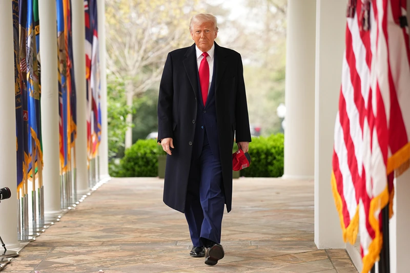 WASHINGTON, DC - APRIL 02: U.S. President Donald Trump arrives to speak during a “Make America Wealthy Again” trade announcement event in the Rose Garden at the White House on April 2, 2025 in Washington, DC. Touting the event as “Liberation Day”, Trump is expected to announce additional tariffs targeting goods imported to the U.S. (Photo by Andrew Harnik/Getty Images)