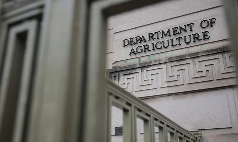 WASHINGTON, DC - APRIL 11: Rain falls on the U.S. Department of Agriculture (USDA) building on April 11, 2025 in Washington, DC. President Donald Trump's administration is reportedly considering closing the USDA headquarters in Washington, D.C. following staff cuts after the Feb. 11 executive order to reduce the federal workforce. (Photo by Kayla Bartkowski/Getty Images)