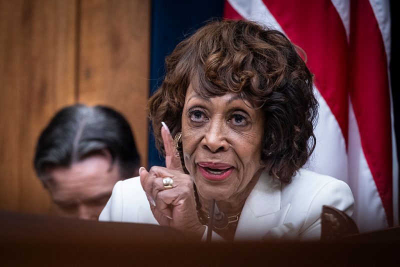 WASHINGTON, DC - MAY 7: Ranking Member Maxine Waters (D-CA) questions Treasury Secretary Scott Bessent as he appears before the House Financial Services Committee on May 7, 2025 in Washington, DC. Bessent is testifying on the state of international financial systems (Photo by Pete Marovich/Getty Images)