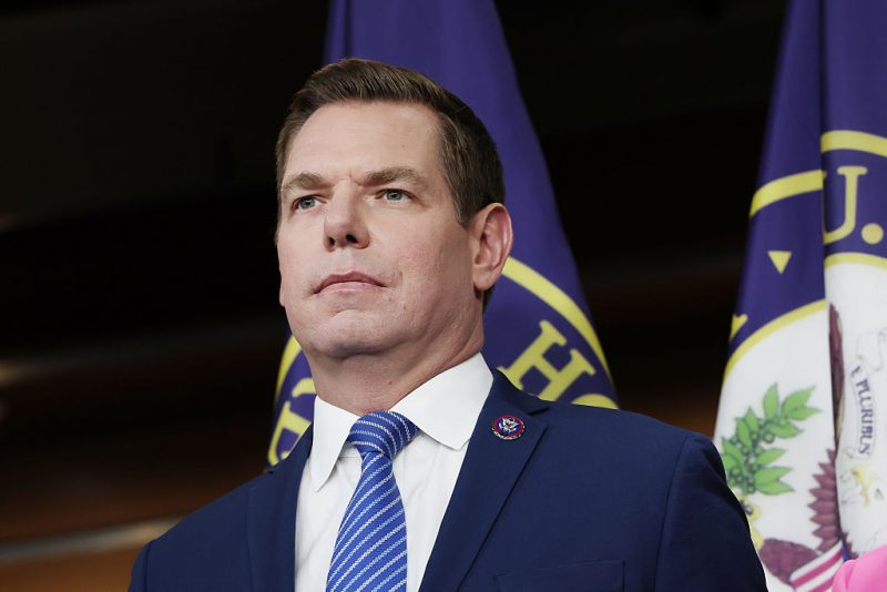 WASHINGTON, DC - SEPTEMBER 08: Rep. Eric Swalwell (D-CA) speaks at a news conference at the U.S. Capitol Building on September 08, 2025 in Washington, DC. U.S. House Minority Leader Hakeem Jeffries (D-NY) held the news conference to discuss the House Republicans approving a new panel to investigate the January sixth attack on the U.S Capitol. (Photo by Anna Moneymaker/Getty Images)