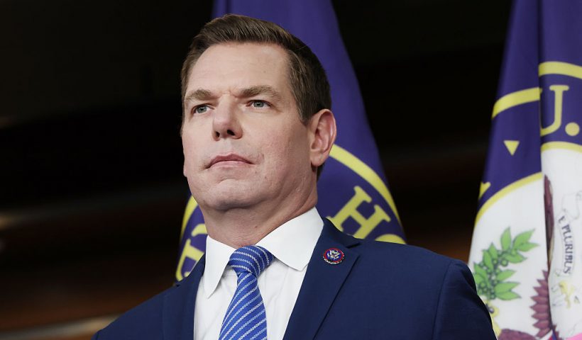WASHINGTON, DC - SEPTEMBER 08: Rep. Eric Swalwell (D-CA) speaks at a news conference at the U.S. Capitol Building on September 08, 2025 in Washington, DC. U.S. House Minority Leader Hakeem Jeffries (D-NY) held the news conference to discuss the House Republicans approving a new panel to investigate the January sixth attack on the U.S Capitol. (Photo by Anna Moneymaker/Getty Images)