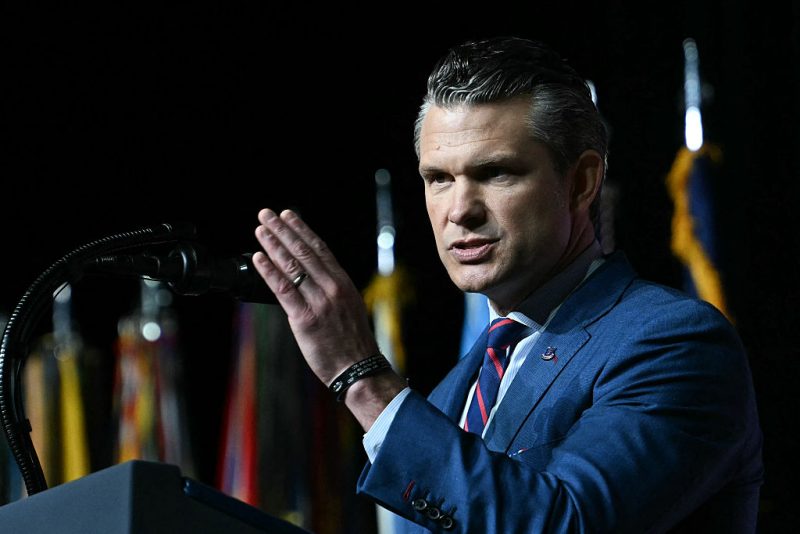 US Secretary of Defense Pete Hegseth speaks as he introduces US President Donald Trump to speak to senior military officers gathered at Marine Corps Base Quantico in Quantico, Virginia, on September 30, 2025. Defense Secretary Pete Hegseth said Tuesday the US military must fix "decades of decay" as he addressed a rare gathering of hundreds of senior officers summoned from around the world to hear him speak near Washington. (Photo by Jim WATSON / AFP) (Photo by JIM WATSON/AFP via Getty Images)