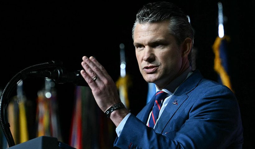 US Secretary of Defense Pete Hegseth speaks as he introduces US President Donald Trump to speak to senior military officers gathered at Marine Corps Base Quantico in Quantico, Virginia, on September 30, 2025. Defense Secretary Pete Hegseth said Tuesday the US military must fix "decades of decay" as he addressed a rare gathering of hundreds of senior officers summoned from around the world to hear him speak near Washington. (Photo by Jim WATSON / AFP) (Photo by JIM WATSON/AFP via Getty Images)