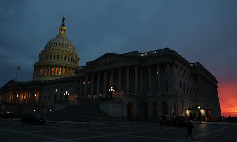 WASHINGTON, DC - SEPTEMBER 29: A view of the U.S. Capitol as the sun sets on September 29, 2025 in Washington, DC. House and Senate leadership met with President Donald Trump earlier in the day at the White House to try and avoid a government shutdown at midnight September 30. (Photo by Anna Moneymaker/Getty Images)