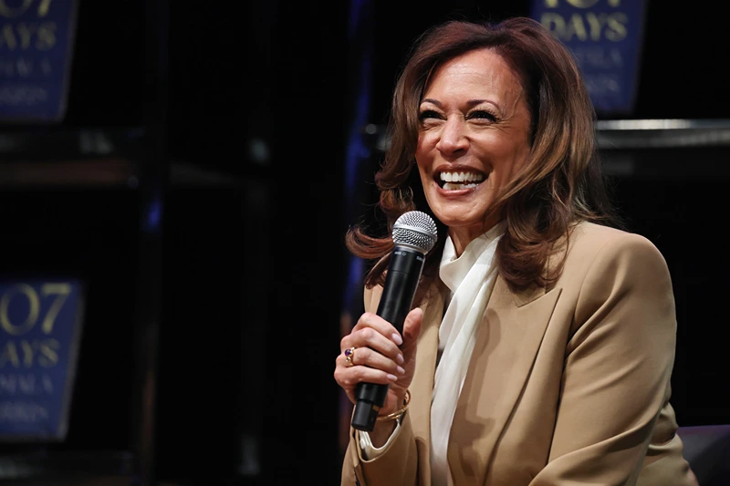 LOS ANGELES, CALIFORNIA - SEPTEMBER 29: Former U.S. Vice President Kamala Harris speaks at the Wiltern Theatre on September 29, 2025 in Los Angeles, California. Harris is in the midst of a 15-city book tour following the release of her new book “107 Days,” recounting her presidential campaign against President Donald Trump. (Photo by Mario Tama/Getty Images)