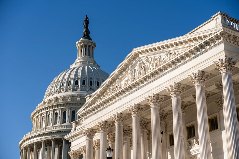 WASHINGTON, DC - OCTOBER 23: Exterior view of the U.S. Capitol on October 23, 2025 in Washington, DC. The shutdown enters its fourth week, becoming the second longest government shutdown in history. (Photo by Eric Lee/Getty Images)