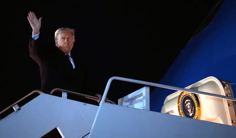 JOINT BASE ANDREWS, MARYLAND - OCTOBER 24: U.S. President Donald Trump boards Air Force One on October 24, 2025 at Joint Base Andrews, Maryland. Trump is traveling to Malaysia for the Association of Southeast Asian Nations summit (ASEAN), Japan, and to South Korea for the Asia-Pacific Economic Cooperation forum (APEC). (Photo by Andrew Harnik/Getty Images)